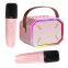 Mini Karaoke Machine With 2 Wireless Microphones Portable Bluetooth Speakers Suitable For Adults And Children Karaoke Toys Gifts