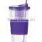 Double wall plastic straw mug with fruit infuser