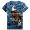 blue tie dye t shirt printed different animal patterm