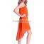 short mermaid tail dresses with adjustable elastic spaghetti strap tops gathered waist elagant latest orange chiffon dress