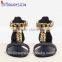 ladies black flat sandal shoes with metal ankle strap