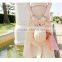 Women character brimmed straw hat with bowknot summer beach cap