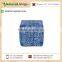 Unique Style Knitted Pouf with Hand Block Indigo Printing at Lowest Rate