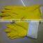 Yellow white latex in household gloves