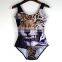 3D print leopard sexy girls bikini monokini free size one piece shiny swimwear for mature women