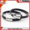 Custom fashion mens leather bracelet/charm bracelet jewelry