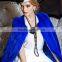 Long Blue mink fur coat for women