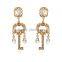 Factory directly key shape pendant earring rose gold plated jewelry dangling women's jewelry