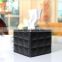 Alibaba wholesale luxury tissue box, black leather household tissue box