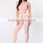 korean fashion women Gym clothing Women suit Crop Top & High Waisted Striped Pant sports wear