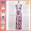 Nice pattern fitted band on waist sleeveless maxi two tone dress