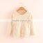 Fancy Girls Pullover Furry Mohair Swearer With Lace Flower Embroidery