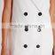 Women Fancy White Sleeveless Double Breasted Slim Fit Blazer