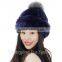 CX-C-221P Wholesale Girls Fashion Fur Ball Hat Women Mink Fur Knitted Beanie Hat