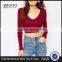 MGOO OEM/ODM Cheap Price Wine Party Club Sweater Stock Short Sweater Top Sexy V-Neck Sweater Women JR8562