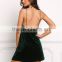 MGOO OEM Services Manufacturer Simple One Pieces Women Dress Velvet Green Split Dress Hunter Night Dress