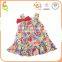 2016 hot sale summer printing girl flower strap party bow kids dress
