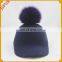 100% Wool Adult Woolen Fox Fur Ball Snapback Baseball Cap