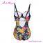 2017 Custom Bikini Printed Spaghetti Strap Dark Blue Swimsuit Women