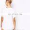 Plus size white front print t-shirt for wholesale