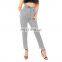 Custom fashion style black check paper bag trousers casual pants for women