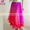 Q-6030 Imitated silk and chiffon three layers gradient color belly dance arabic sexy dance long skirt