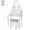 White Makeup Used Wicker Wood Furniture Dresser With Mirror