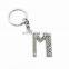 Fashion Handmade Gold Silver Car Ring Shiny Rhinestone Alphabet Metal 26 Letters Key Chain