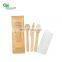 OEM Logo Restaurant Disposable Bio Disposable 4 In 1 Wooden Cutlery Set Fork Spoon Knife and Napkin Set