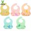 Wholesale Bpa free silicone Adjustable waterproof Food Catcher Baby Silicone Feeding Bibs