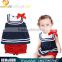 2016 Summer New Style Cute Baby Girl Nevy Modeling Baby Rompers Doll Bow Jumpsuit