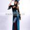 Halloween sexy sorceress dark blue dance fancy dress costumes with hat