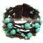 Semiprecious STONE Turquoise Handmade Bracelet Jewelry Set Beaded Woven Boho Cuff from Thailand