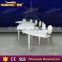 hotel luxury dining banquet table , golden metal frame white dining table