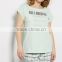 New Style OEM Summer Sexy Women 100% Cotton Knit Short Sleeves T shirts and 3/4 Length Plaid Pant Pajama Set