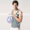 2015 custom cotton spandex striped bodybuilding men gym tank top