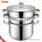 2016 hot sale 3 Layer Stainless Steel Steamer with 2 mesh steamers