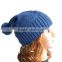 New Fashion Men Women Beanie Top Quality Solid Color Hip-hop Slouch Unisex Knitted Cap Winter Hat Beanies Dark Blue