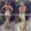 ASAP-02 Sparkly V-neck White Sequin Evening Gown with Ruffles Split Side Detachable Straps Evening Dresses