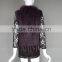 Brazil Genuine Winter Waistcoat knitted Rabbit Fur Vest With Raccoon Fur Collar Gilet Vest