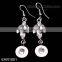 12mm Dangle snap button pave diamond earring