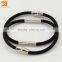 Top Design Stainless Steel Black Silicone Magnets Charm Bracelets for Women