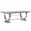Foshan modern glass centre living room dining tables with stainless steel legs