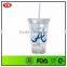 Acrylic Plastic insulated double wall tumbler with straw and lid 16 ounce