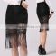 Women's Fashion Sexy Black Lace Fringes Hip Package Badycon Skirt