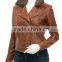 women leather jackets & cognac color and fur on collar
