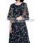Women's Chiffon Half Sleeve Floral Print Prom Party Casual Long Cocktail Dress