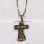 New arrival 2016 design fashion jewelry cross & fish handmade chain necklace religious brass finish big cross necklace