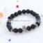 New fashion silver monkey bangle matte obsidian stone bracelet bead Hand catenary