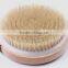 Wood Bath Brush With Natural Bristle round Head with massager dot